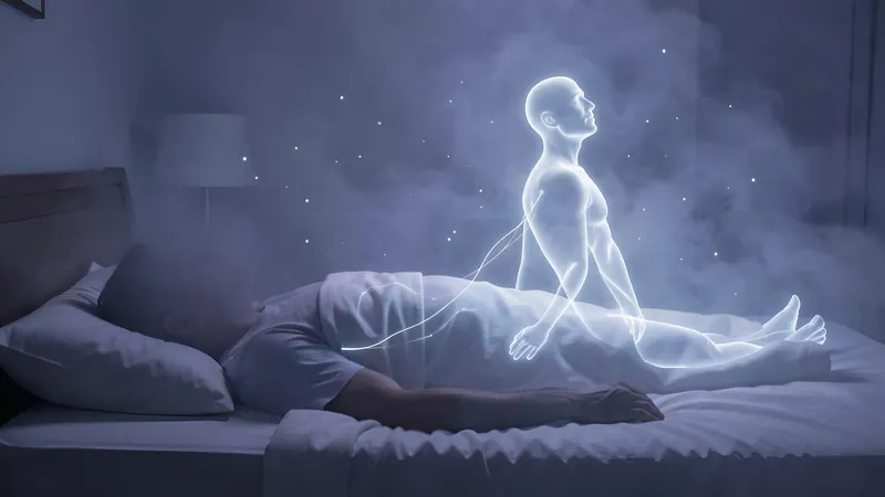 Szenenbild aus der Folge: ein Lichtkörper schwebt über dem schlafenden Körper
